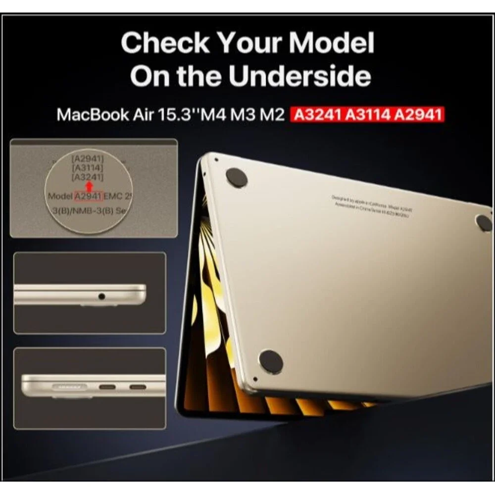 Official Starlight for MacBook Air 15in Case M3 M2 2024 2023 HardShell Matte Cov